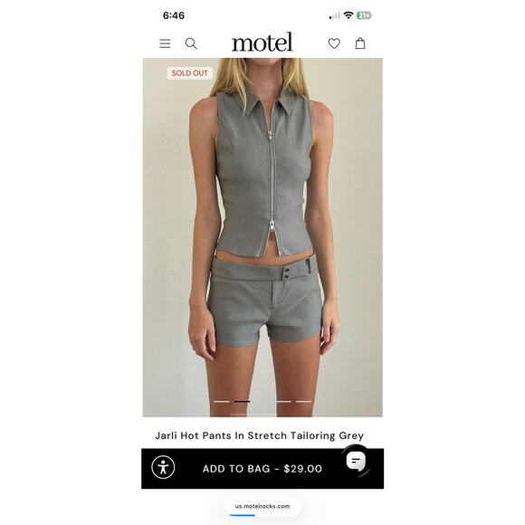 Motel Rocks Jarli Hot Pants XXS | Y2K new w tags Micro Shorts | NWT gray - Picture 4 of 13